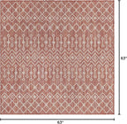 Unique Loom Outdoor Trellis Collection Area Rug - Tribal Trellis (5' 3" Square, Rust Red/ Ivory)