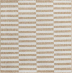 Unique Loom Outdoor Striped Collection Area Rug - Striped (5' 3" Square Taupe/Ivory)