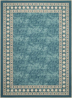Antep Rugs Alfombras Modern Bordered 3x5 Non-Skid (Non-Slip) Low Profile Pile Rubber Backing Indoor Area Rugs (Blue, 3' x 5')