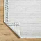 Mark&Day Wool Rugs, 9x12 Janmichael Solid and Border Gray/Ivory Area Rug, Grey Ivory Black Carpet for Living Room, Bedroom or Kitchen (8'10" x 12')