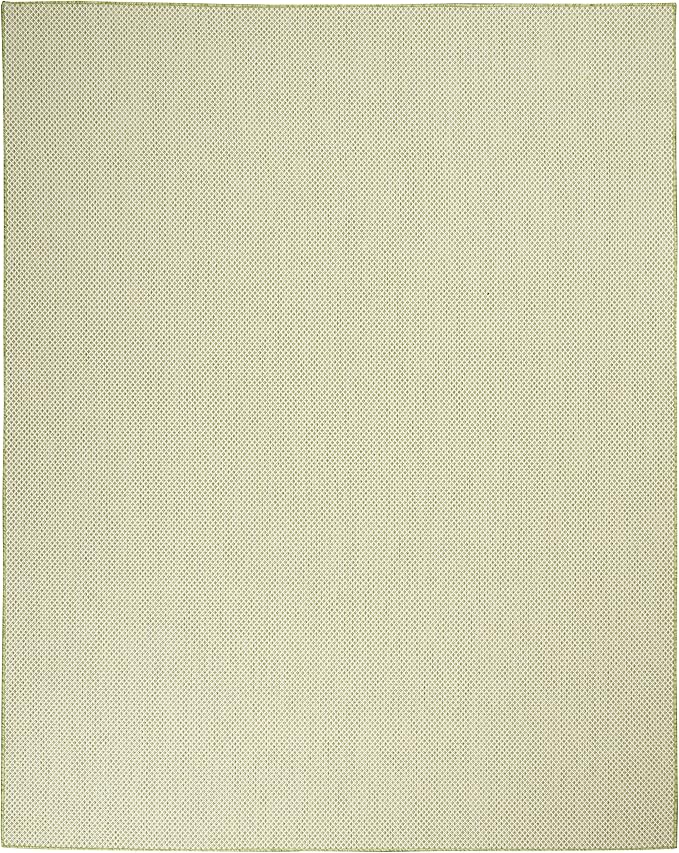 Nourison Home Courtyard Ivory Green 8' x 10' Area Rug - Easy Clean, Non Shedding, Bed Room, Living Room, Dining Room, Kitchen (8' x 10')