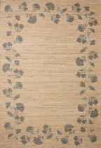 Loloi Chris Loves Julia Rue Collection RUE-05 Natural/Denim 8'-6" x 11'-6" Area Rug Jute Neutral Floral Living Room Bedroom Rug