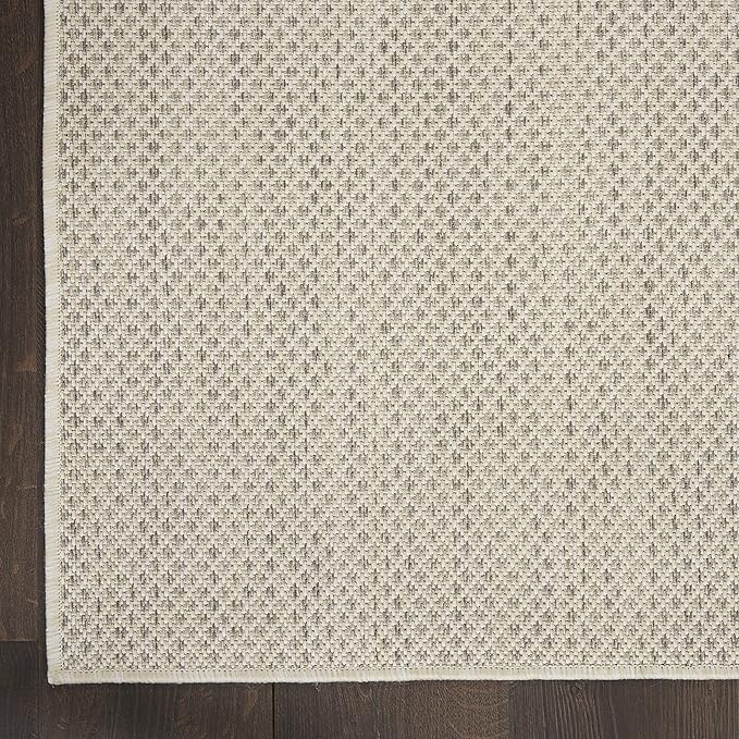 Nourison Home Courtyard Ivory Silver 7' x 10' Area Rug - Easy Clean, Non Shedding, Bed Room, Living Room, Dining Room, Kitchen (7' x 10')
