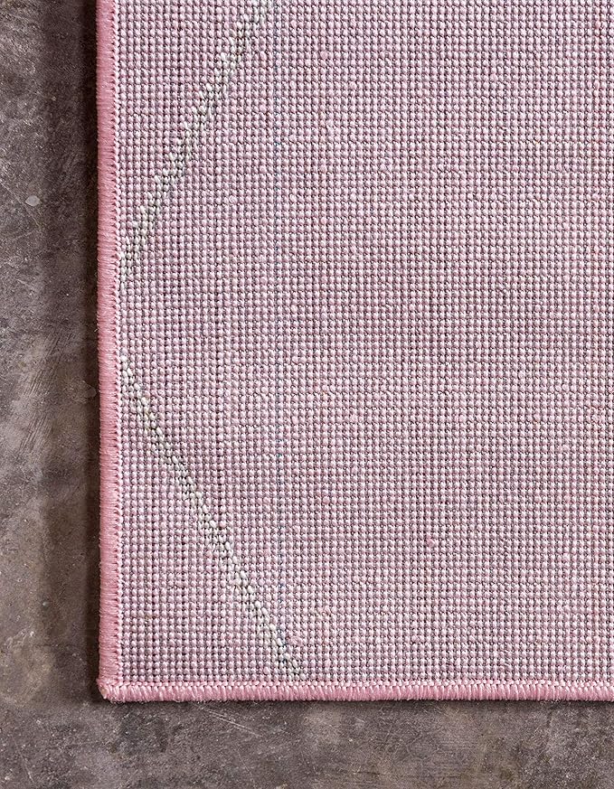 Unique Loom Trellis Frieze Collection Area Rug - Geometric (3' 3" x 5' 3", Light Pink/ Ivory)