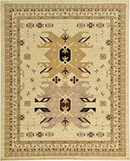 Unique Loom Taftan Collection Border Geometric Tribal Inspired Design Area Rug, 8 ft x 10 ft, Ivory/Tan