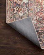 Loloi Layla Collection LAY-02 Spice/Marine 5'-0" x 7'-6" .13" Thick Area Rug, Soft, Durable, Vintage Inspired, Distressed, Low Pile, Non-Shedding, Easy Clean, Printed, Living Room Rug