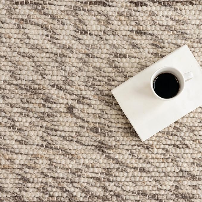Rugs USA Marilyn Charcoal/Ivory, 9'6" x 13'6", Hand Woven, Marled, Wool, Soft and Cozy, High Traffic, Stain Resistant, Easy Clean, Durable Area Rug for Bedroom, Living Room, Dining, Den, Foyer