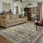 Vintage Area Rug 6x9 Brown Washable Living Room Large Carpet Non Slip Bedroom Indoor Office Low Pile Traditional Distressed Retro Accent Rug for Dining Room Kitchen