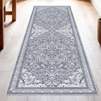 Washable Runner Rug 2x6 | Non Slip Rug Runners for Hallways, Entryways, Kitchens, Bathrooms, Bedrooms | Ultra-Soft Flannel Carpet Runners with Rubber Backing (Frosted Graphite, 2x6)