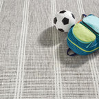 Dash & Albert Malta Blue Machine Washable Rug, 7.5 X 9.5 Feet, Grey Stripe Pattern