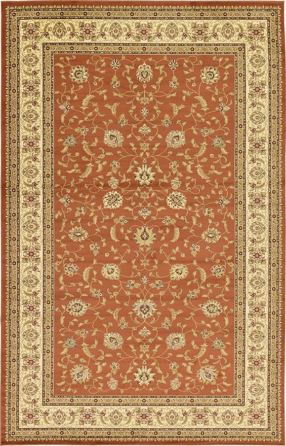 Unique Loom Voyage Collection Traditional Oriental Classic Intricate Design Area Rug (10' 6 x 16' 5 Rectangular, Terracotta/Ivory)