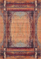 Unique Loom Estrella Collection Rustic, Distressed, Modern, Abstract Area Rug (7' 0 x 10' 0 Rectangular, Orange/Black)