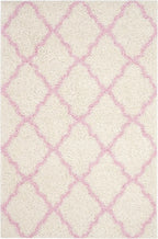 SAFAVIEH Dallas Shag Collection Area Rug - 5'1" x 7'6", Ivory & Light Pink, Trellis Design, Non-Shedding & Easy Care, 1.5-inch Thick Ideal for High Traffic Areas in Living Room, Bedroom (SGD257P)
