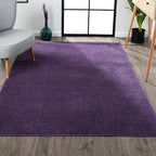 Eyely UES100N-3 Supersoft Haze Solid Low-Pile Indoor Area Rug Casual;Contemporary;Solid;Traditional, Bedroom, Kitchen, Living Room, Easy-Cleaning, Non-Shedding, 3 X 5, Purple