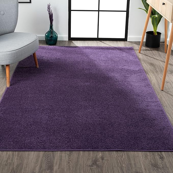 Eyely UES100N-14 Supersoft Haze Solid Low-Pile Indoor Area Rug, Coastal, Bohemian, Minimalist, Classic, Casual for Bedroom,Kitchen,Living Room,Non Shedding,Easy-Washing, Purple, 10 X 14