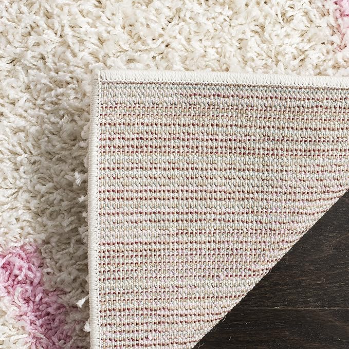 SAFAVIEH Dallas Shag Collection Runner Rug - 2'3" x 6', Ivory & Light Pink, Trellis Design, Non-Shedding & Easy Care, 1.5-inch Thick Ideal for High Traffic Areas in Living Room, Bedroom (SGD257P)