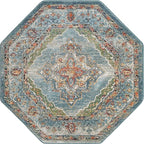 Unique Loom Isabella Collection Area Rug - Rossellini (5' 1" Octagon, Blue/ Beige)