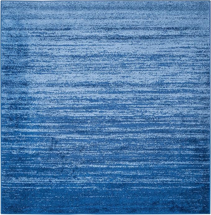 SAFAVIEH Adirondack Collection Area Rug - 4' Square, Light Blue & Dark Blue, Modern Ombre Design, Non Shedding & Easy to Clean, Ideal for Living Room, Bedroom, Office, Dining Space (ADR113F)