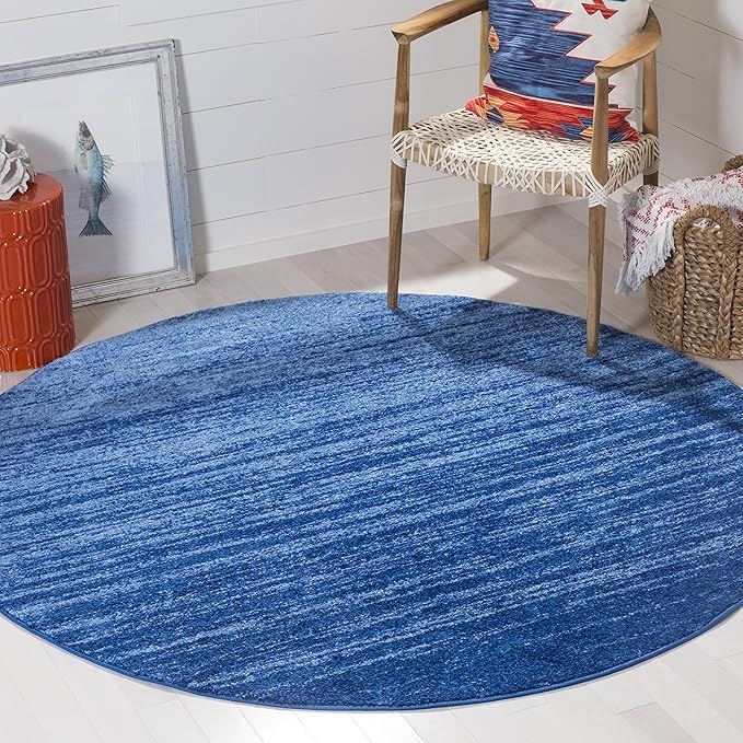 SAFAVIEH Adirondack Collection Area Rug - 10' Round, Light Blue & Dark Blue, Modern Ombre Design, Non Shedding & Easy to Clean, Ideal for Living Room, Bedroom, Office, Dining Space (ADR113F)