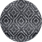 SAFAVIEH Adirondack Collection Area Rug - 6' Round, Black & Ivory, Modern Diamond Distressed Design, Non-Shedding & Easy Care, Ideal for High Traffic Areas in Living Room, Bedroom (ADR131A)