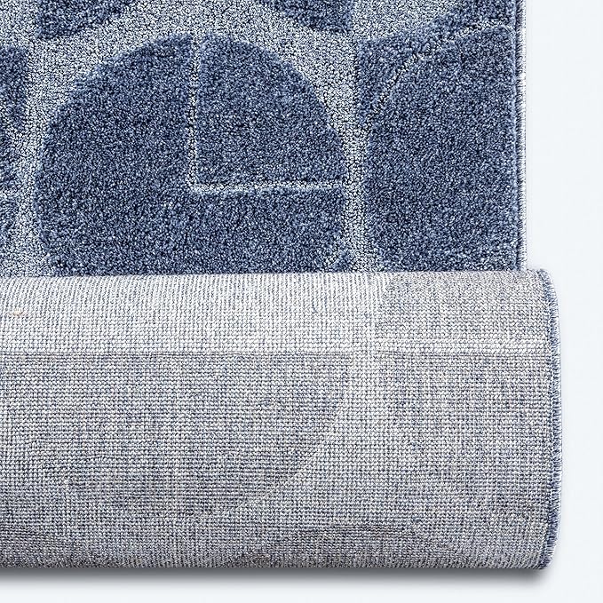 Well Woven Custom Size Hallway & Stair Runner- Harlow Harmony Blue 27 Inches Wide x 13 Feet Long Runner (27" x 13') Runner Rug - Modern Geometric Pattern, Ultra-Soft, Easy-Clean