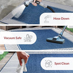 Nuloom Asha Navy/Ivory, 8' Square, Casual, Striped Border, Soft and Cozy, High Traffic, Stain Resistant, Easy Clean, Durable Area Rug for Indoor/Outdoor Patio, Deck, Porch, Garden, Courtyard