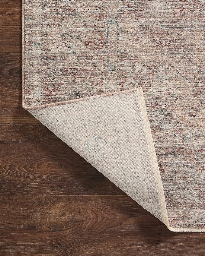 Loloi Magnolia Home by Joanna Gaines Millie Collection MIE-04 Brick/Fog 9'-6" x 9'-6", .25" Pile Height, Round Area Rug