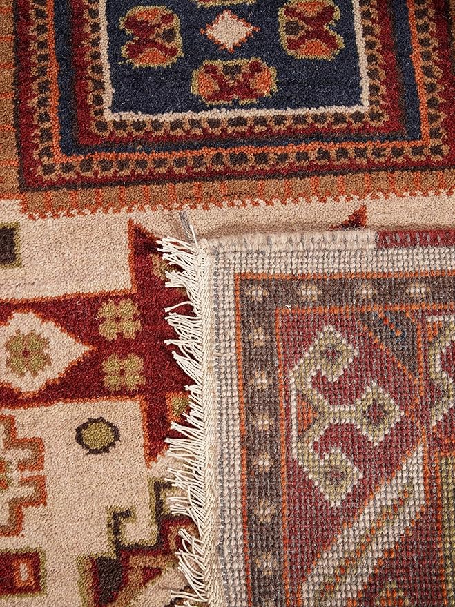 Hand Knotted Wool & Silk ECO-Friendly Oriental Area Rugs - 6'x9', Rectangle Shape, Cream Burgundy Color, Classic Oriental Traditional, Medium Pile Handmade Area Rugs (AF0102)