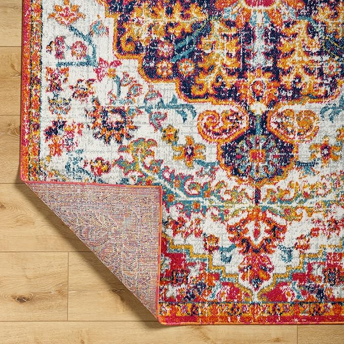 Livabliss Area Rugs - 9x12 Odelia Vintage Boho Beige Mustard Gray Area Rug for Living Room Bedroom - Floral Medallion Stain Resistant Carpet for Kitchen, Nursery, Office (9' x 12'6")