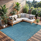 CAMILSON Outdoor Rug 8x10 Modern Area Rugs for Indoor and Outdoor Patios and Porches - Waterproof, Washable, Non-Shedding, Easy-to-Clean Outside Carpet (8 x 10, Solid - Aqua)