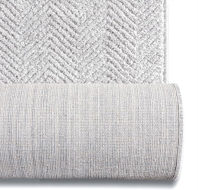 Well Woven Custom Size Hallway & Stair Runner- Harlow Pompeii Light Grey 31 Inches Wide x 65 Feet Long Runner (31" x 65') Runner Rug - Modern Chevron Pattern, Ultra-Soft, Easy-Clean