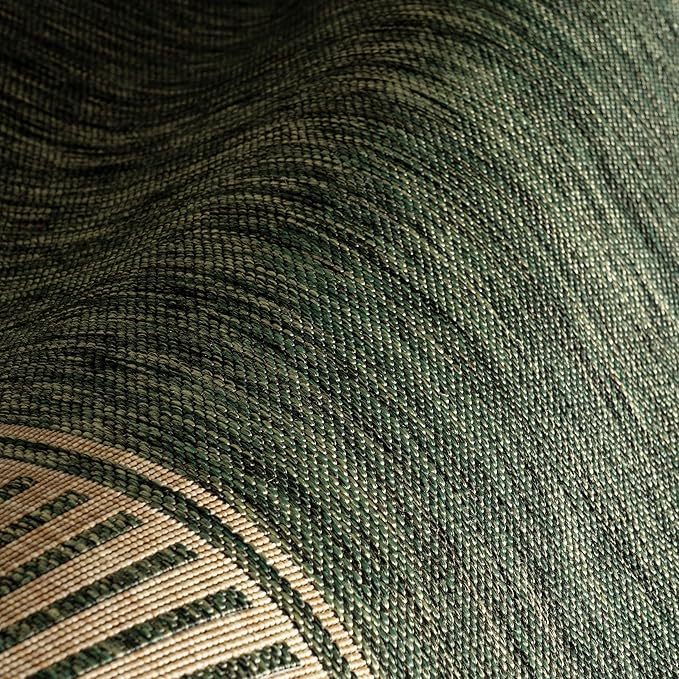 Nuloom Asha Green/Brown, 9'6" x 12', Casual, Striped Border, Soft and Cozy, High Traffic, Stain Resistant, Easy Clean, Durable Area Rug for Indoor/Outdoor Patio, Deck, Porch, Garden, Courtyard