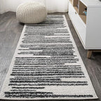 JONATHAN Y Khalil Modern Berber Stripe Cream/Black Runner Rug, 2x10, Contemporary, Bohemian, Easy-Cleaning for Living Room, Bedroom, Kitchen, Pet Friendly, Non-Shedding (MOH207A-210)