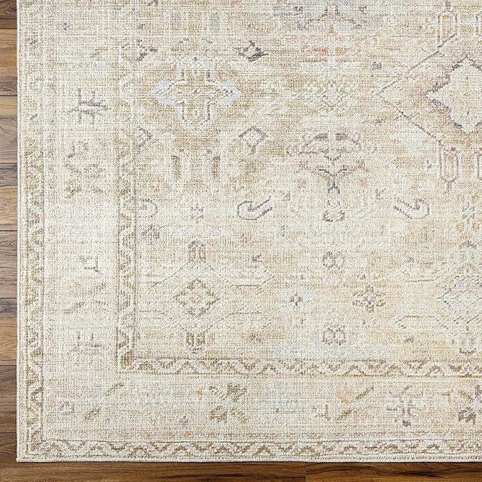 Hauteloom Nakia Bohemian Vintage Medallion Runner Rug - Damask Floral Fade Look Carpet for Hallway - Farmhouse - Ivory, Cream, Medium Brown - 2'7" x 7'3" (2x8 Runner Rug)