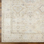 Hauteloom Nakia Bohemian Vintage Medallion Area Rug - Damask Floral Fade Look Carpet for Living Room, Farmhouse - Ivory, Cream, Medium Brown - 5'3" x 7' (5x7 Area Rug)
