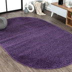 Eyely UES100N-5OV Supersoft Haze Solid Low-Pile Indoor Area Rug, Coastal, Bohemian, Minimalist, Classic, Casual for Bedroom,Kitchen,Living Room,Non Shedding,Easy-Washing, Purple, 5 X 8 Oval