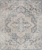Nourison Home Astra Machine Washable Traditional Grey/Blue 7'10" x 10' Area Rug, Easy Clean, Non Shedding, Bed Room, Living Room, Dining Room, Kitchen (8x10)