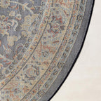 Rugs.com Yasmin Collection Rug – 8 Ft Round Navy Blue Medium Rug Perfect for Kitchens, Dining Rooms