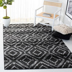 SAFAVIEH Adirondack Collection Area Rug - 5'1" x 7'6", Black & Ivory, Modern Diamond Distressed Design, Non-Shedding & Easy Care, Ideal for High Traffic Areas in Living Room, Bedroom (ADR131A)
