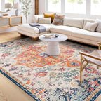 Livabliss Odelia Vintage Bohemian Area Rug,7'10" x 10'3",Orange/Navy