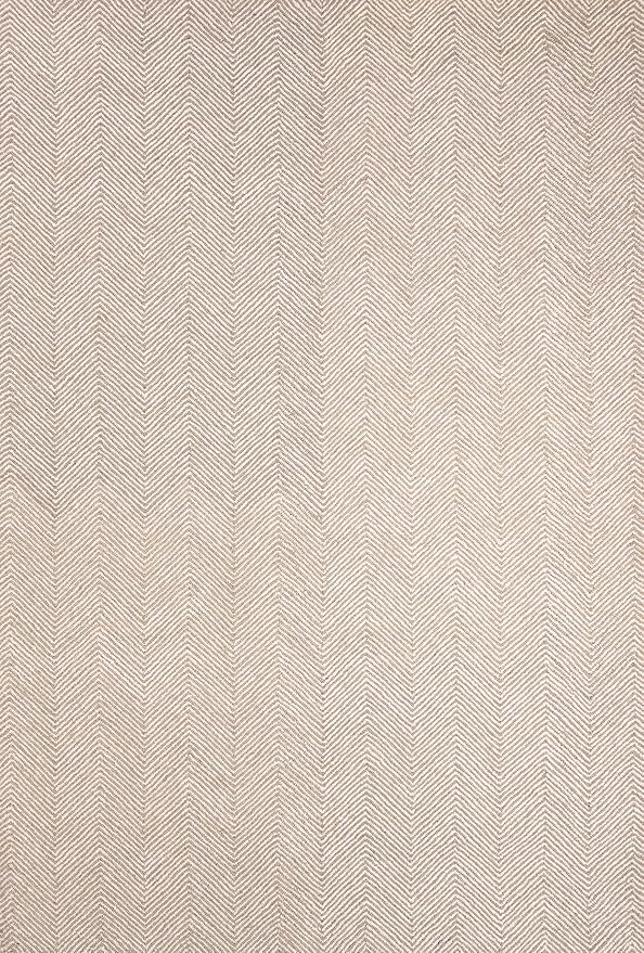Modern Herringbone Chevron Collection Handcrafted Wool Area Rug - Durable, Zigzag Pattern, for High Traffic, Contemporary Design for Living Room, Bedroom, Dining Room Decor (Sand Beige, 5' round)