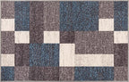 Rugshop Modern Boxes Design Non-Slip (Non-Skid) Carpet Mat Area Rug for Entryway,Door Rug,Kitchen 2'7" x 4' Blue