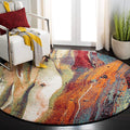 SAFAVIEH Glacier Collection Area Rug - 7'8" Round, Red & Green, Modern Abstract Design, Non-Shedding & Easy Care, Ideal for High Traffic Areas in Living Room, Bedroom (GLA126Q)
