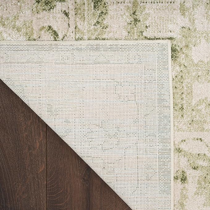 Nourison Home Astra Machine Washable Ivory Green 2'2" x 8' Area Rug - Easy Clean, Non Shedding, Bed Room, Living Room, Dining Room, Kitchen (8' Runner)