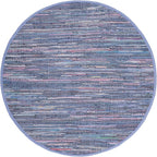 SAFAVIEH Rag Rug Collection 4' Round Purple / Multi RAR121D Handmade Boho Stripe Cotton Area Rug