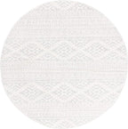SAFAVIEH Tulum Collection Area Rug - 3' Round, Ivory & Light Grey, Moroccan Boho Tribal Design, Non-Shedding & Easy to Clean, Ideal for Entryway, Foyer, Accent Space, Bedroom (TUL272G)