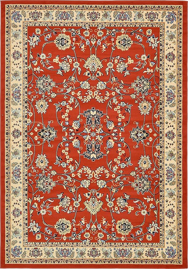 Unique Loom Sialk Hill Collection Area Rug - Washington (7' 1" x 10' Rectangle Terracotta/Cream)