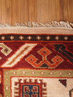 Hand Knotted Wool & Silk ECO-Friendly Oriental Area Rugs - 3'x5', Rectangle Shape, Cream Burgundy Color, Classic Oriental Traditional, Medium Pile Handmade Area Rugs (AF0102)