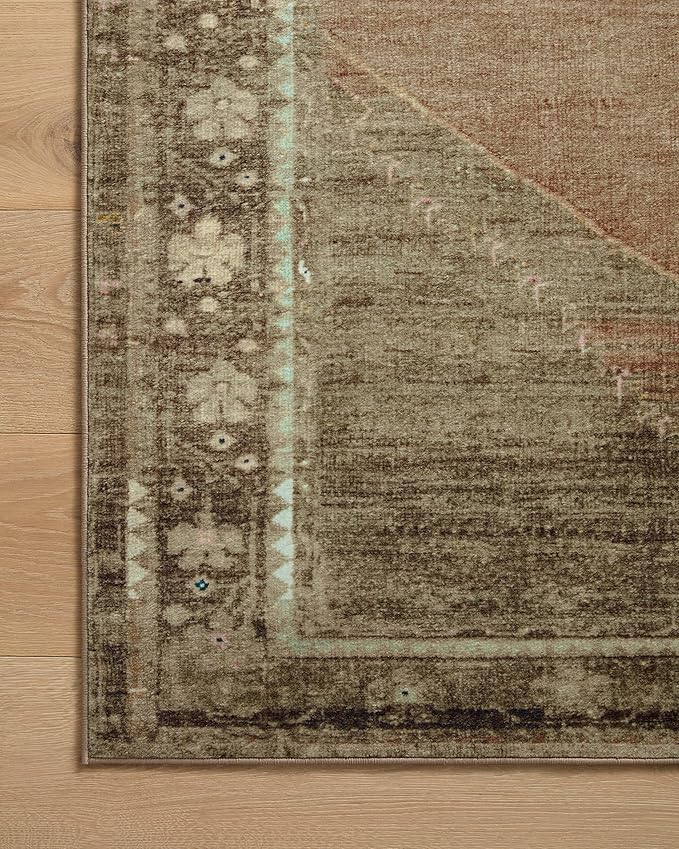 Loloi Magnolia Home by Joanna Gaines Sinclair Collection SIN-06 Clay/Tobacco 3'-6" x 5'-6", .25" Pile Height, Machine Washable, Accent Rug