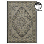 FH Home Flat Woven Outdoor Rug - Waterproof, Easy to Clean, Stain Resistant - Premium Polypropylene Yarn - Vintage - Patio, Deck,Porch,Balcony,Laundry - Ankara - Charcoal - 3ft 11 in x 5ft 6in